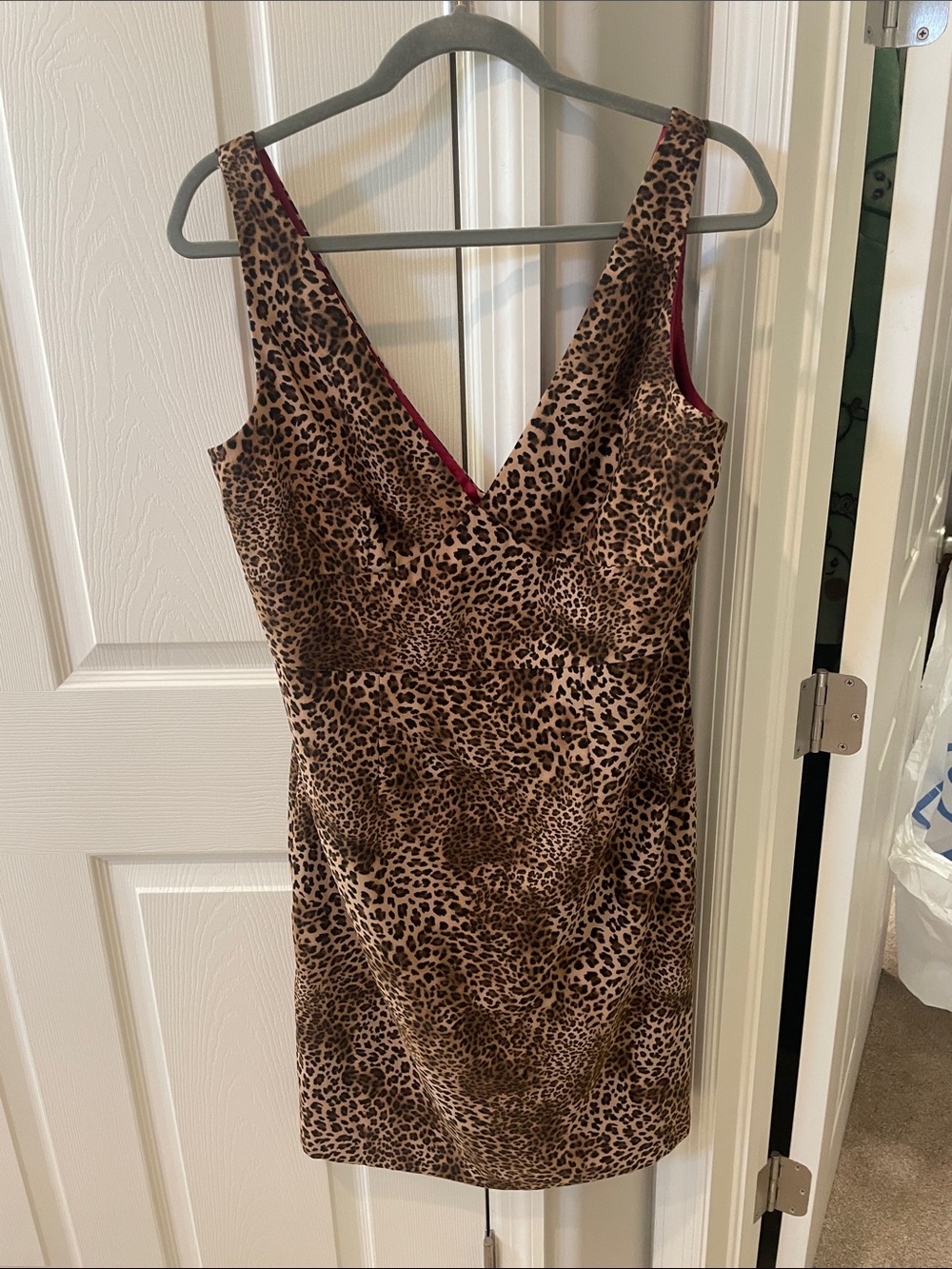 Y2K Jessica Howard Leopard Print Mini Dress red silky lining
